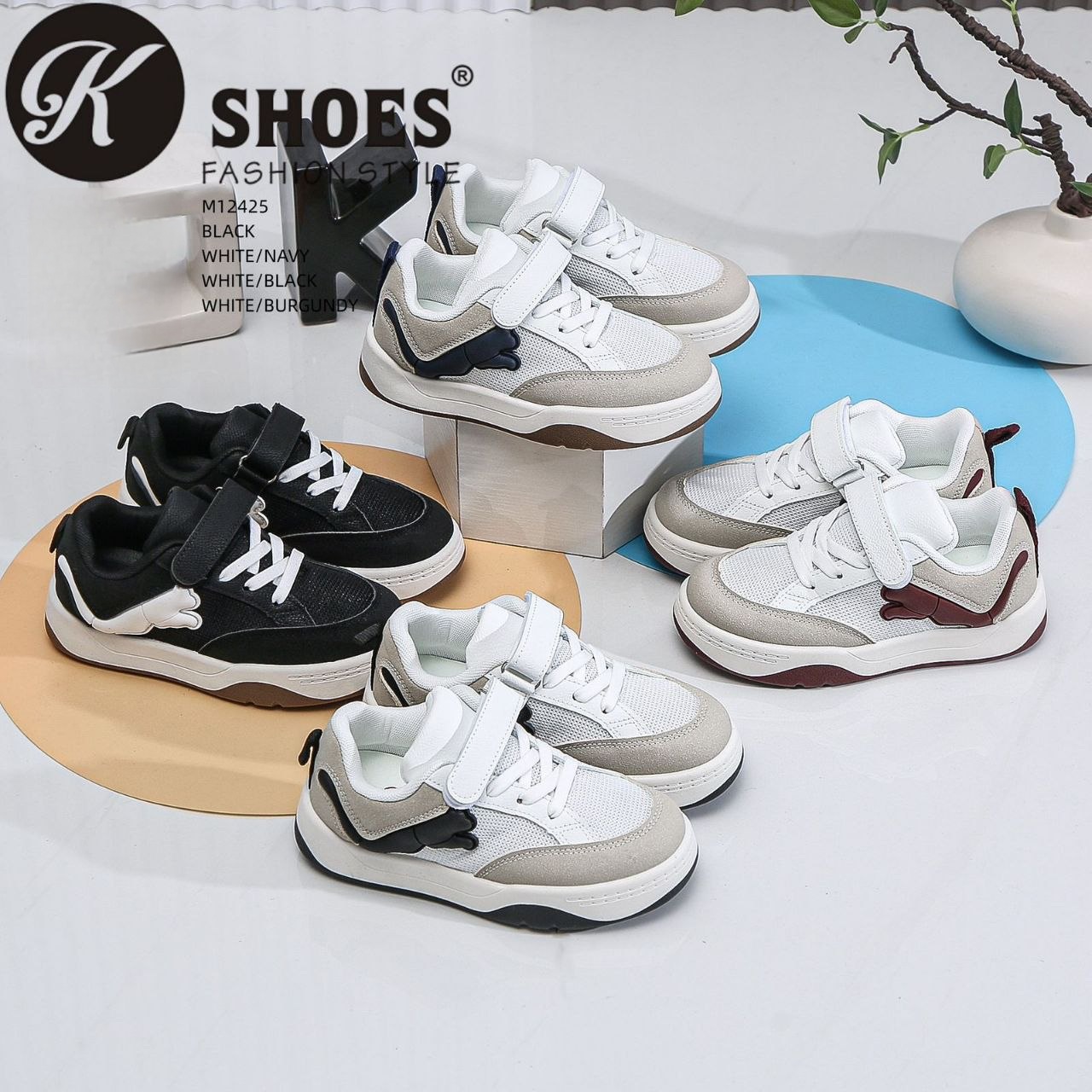 کفش بچگانه اسپرت وارداتی مدل M1425 طرح پوما  رنگ سفید مشکی، سفید سرمه‌ای، سفید زرشکی، مشکی سفید  مناسب دخترها و پسرها  سایز31-36