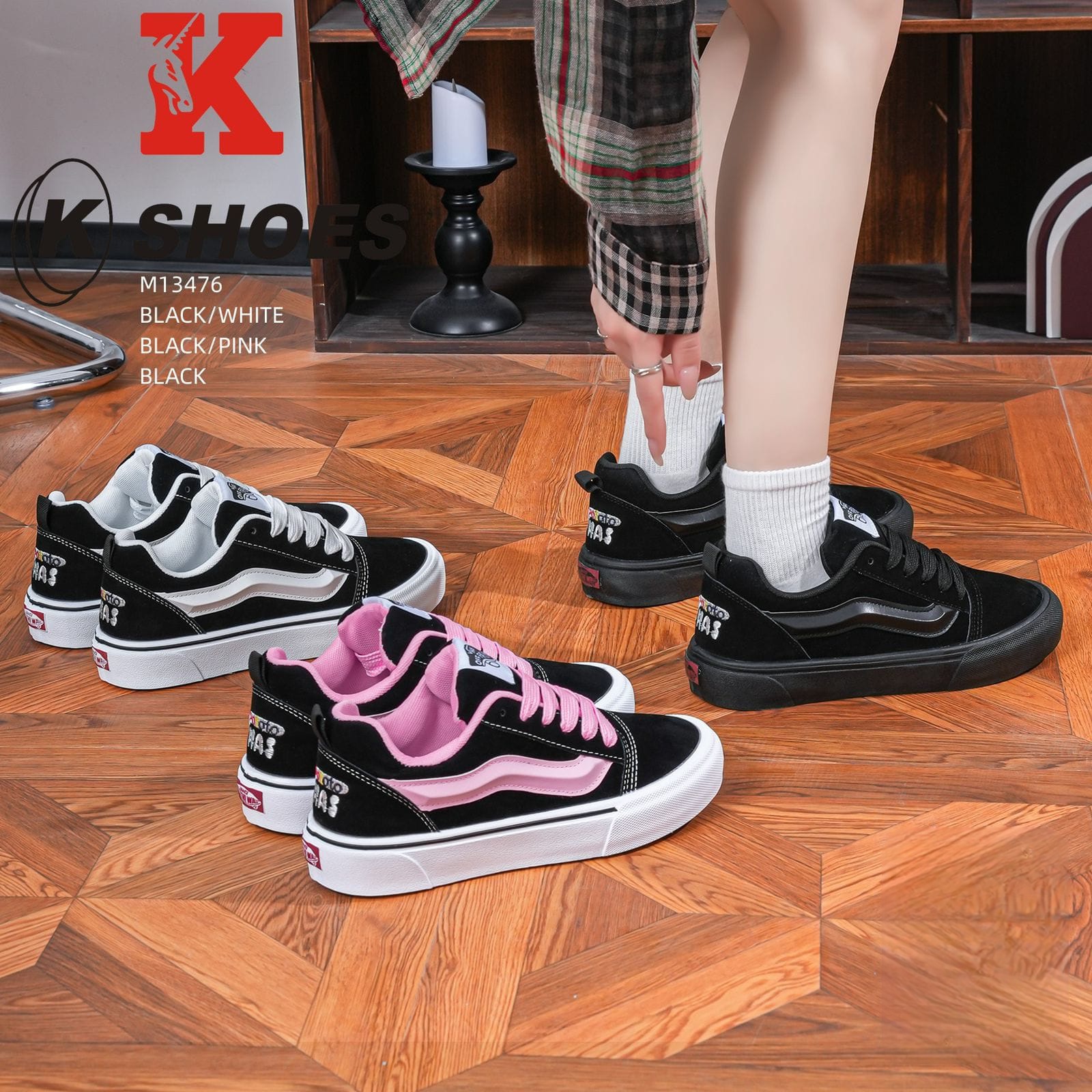 کتونی خارجی وارداتی K SHOES مدل M13476 کفش اسپرت زنانه اسکیت استایل ونس طور سبک و راحت سایز 36 تا 41