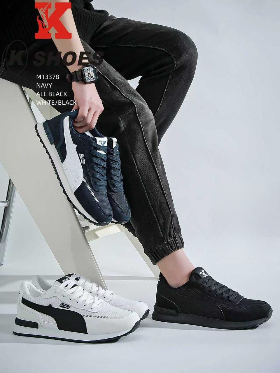 کتونی خارجی وارداتی K SHOES مدل M13378 کفش اسپرت مردانه سبک و راحت مناسب استفاده روزمره سایز 40 تا 45