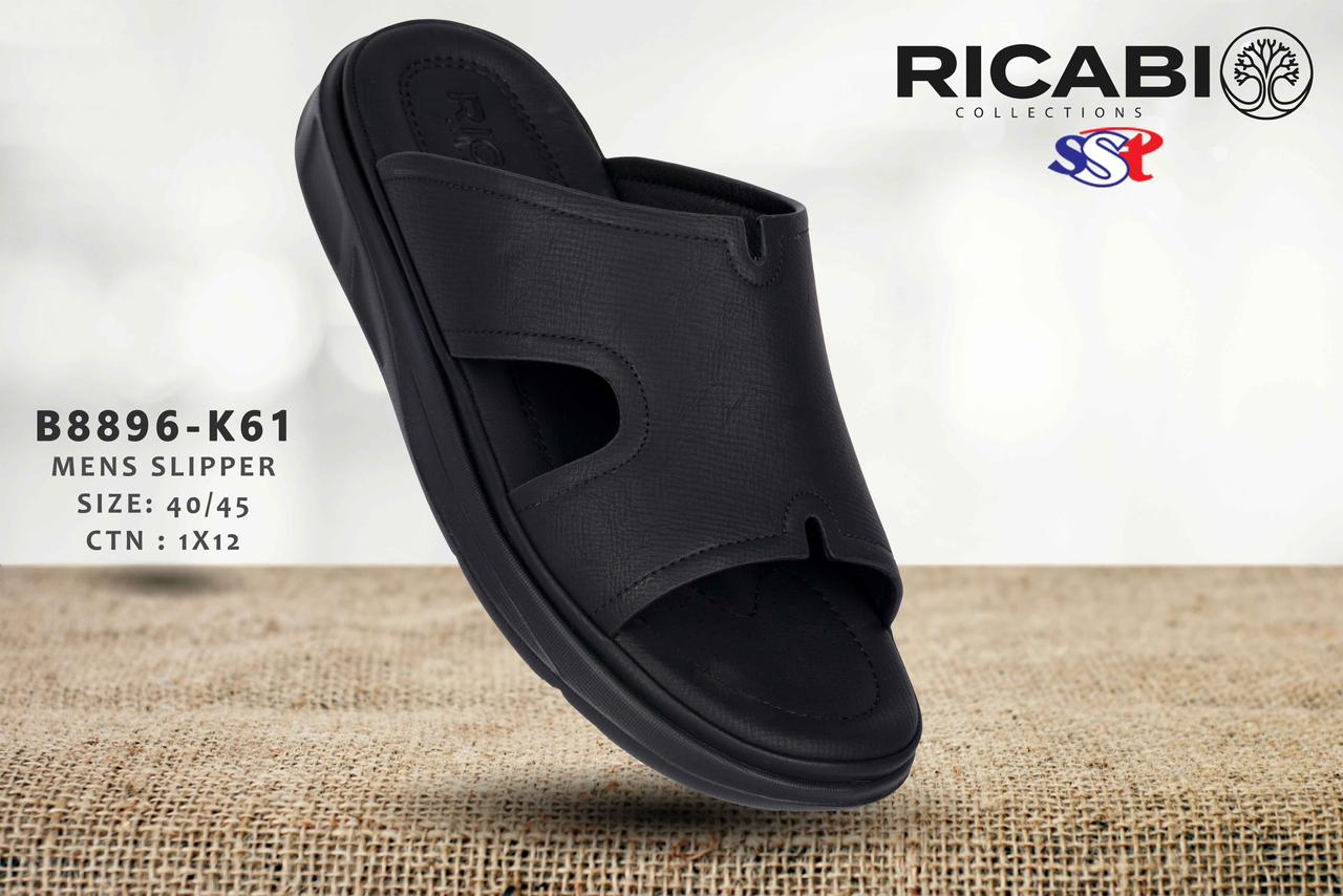 صندل دمپایی عربی مردانه طبی مدل B8896-K61 تمام مشکی راحتی و پیاده‌روی