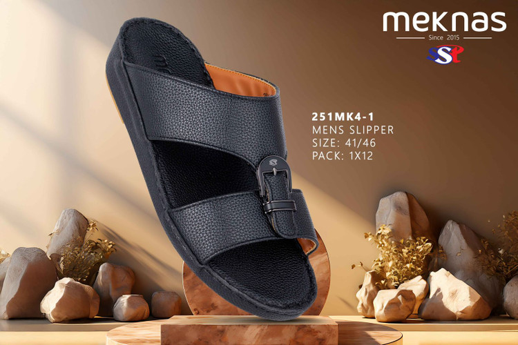 صندل عربی مردانه وارداتی طبی مدل 251mk4-1مشکی مات سگکدار سایز بزرگ ۴۱ تا ۴۶